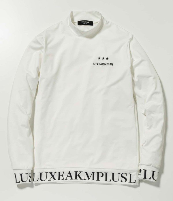 LUXEAKMPLUS リュクスエイケイエムプラス 裾ロゴモックネックTシャツ