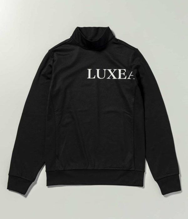 LUXEAKMPLUS リュクスエイケイエムプラス 光沢ロゴモックネックT