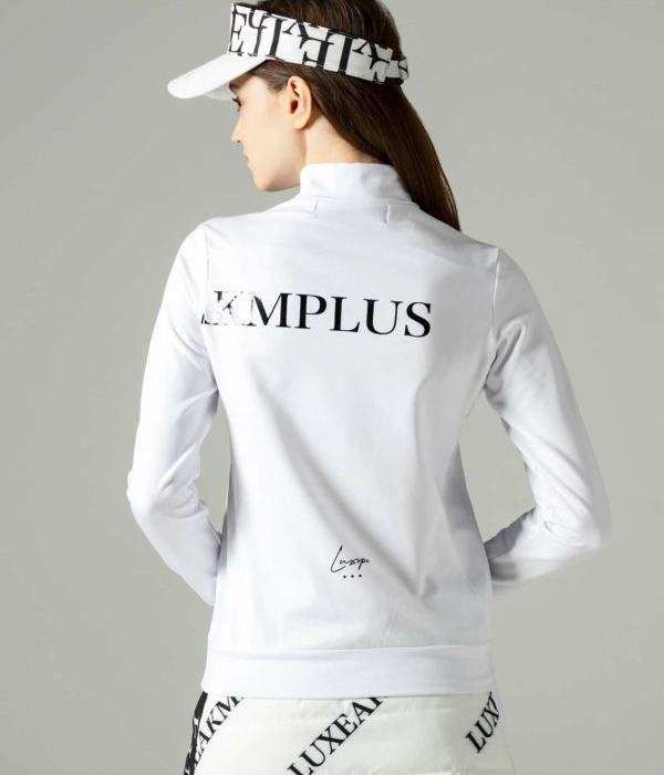 LUXEAKMPLUS リュクスエイケイエムプラス 光沢ロゴモックネックTシャツ 長袖 ゴルフ レディース 女性 GOLF スポーツ おしゃれ LUXEAKMPLUS リュクスエイケイエムプラス 光沢ロゴモックネックT