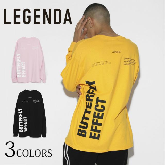 送料無料 LEGENDA レジェンダ BUTTERFLY EFFECT ルーズシルエットクルーネックロンT 長袖 ロンT カジュアル ストリート オーバー ルーズ メンズ レディース ユニセックス 男女兼用