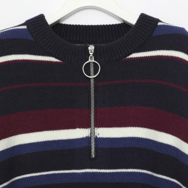 LEGENDA レジェンダ Half Zip COLOR Sweater ニット セーター ボーダー メンズ レディース カジュアル ストリート オーバー スト系 ストリート ブランド