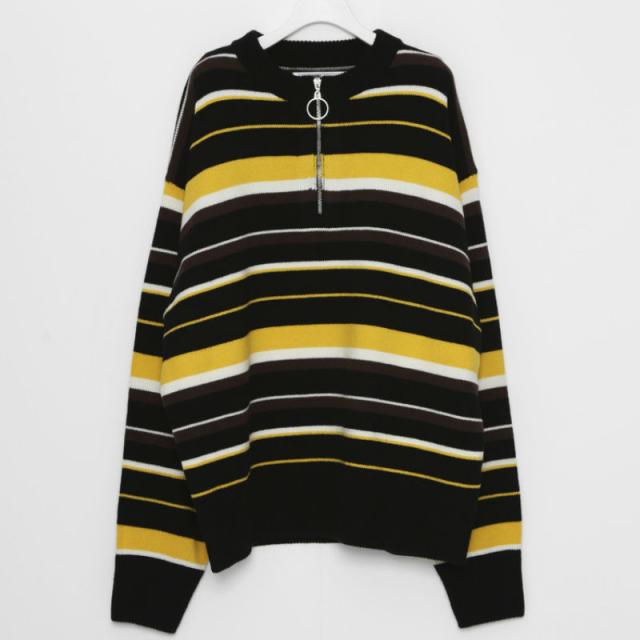 LEGENDA レジェンダ Half Zip COLOR Sweater ニット セーター ボーダー メンズ レディース カジュアル ストリート オーバー スト系 ストリート ブランド