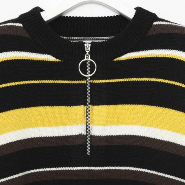 LEGENDA レジェンダ Half Zip COLOR Sweater ニット セーター ボーダー メンズ レディース カジュアル ストリート オーバー スト系 ストリート ブランド