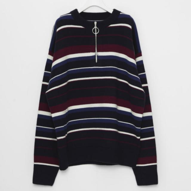 LEGENDA レジェンダ Half Zip COLOR Sweater ニット セーター ボーダー メンズ レディース カジュアル ストリート オーバー スト系 ストリート ブランド