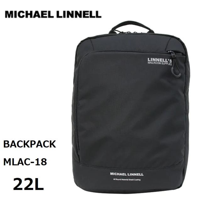 MICHAEL LINNELL マイケルリンネル 22L バックパック リュック 撥水 軽量 通勤 通学 旅行 トラベル バッグ かばん ナイロン ロゴ シンプル 黒 ブラック プレゼント
