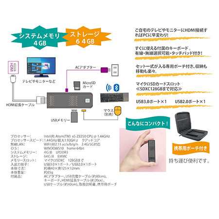 送料無料 モバイルPCセット HDML接続 大画面 キーボード付き 有線 無線