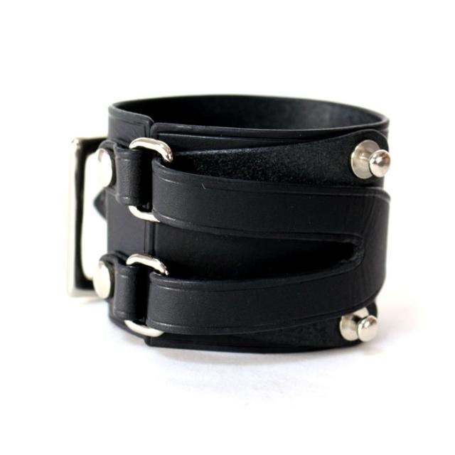 JAM HOME MADE ジャムホームメイド POST レザーダブルブレスレット -BLACK- jns742 レザー ブラック メンズ mens レディース_1