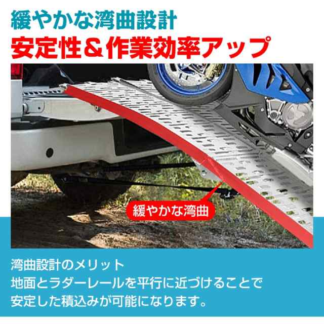 ラダーレール 折りたたみ 二つ折り 軽量 アルミブリッジ アルミラダーレール アルミスロープ タイダウンベルト付き アルミ スロープ 歩み｜au  PAY マーケット