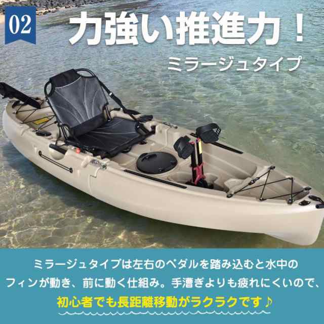 カヤック フィッシング 1人乗り 足漕ぎ 釣り パドル ペダル 分割式 手 ...