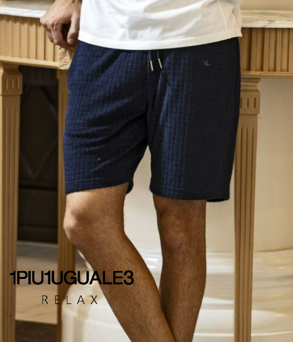 1PIU1UGUALE3 RELAX ウノピゥウノウグァーレトレ リラックス ブロックパイルショーツ メンズ ハーフパンツ 短パン カジュアル ルームウェア 部屋着