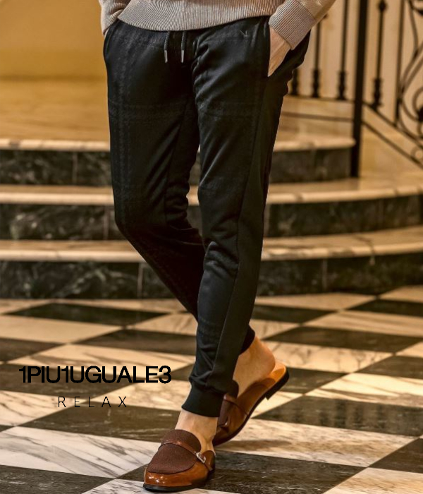 1PIU1UGUALE3 RELAX ウノピゥウノウグァーレトレ リラックス ウィンドウペンジャガードジョガーパンツ メンズ ジャージ 男性 カジュアル スポーツ