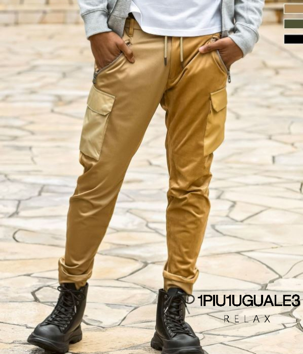 1PIU1UGUALE3 RELAX ウノピゥウノウグァーレトレ リラックス ブライトストレッチクレイジーカーゴパンツ メンズ カジュアル ミリタリー ストリート