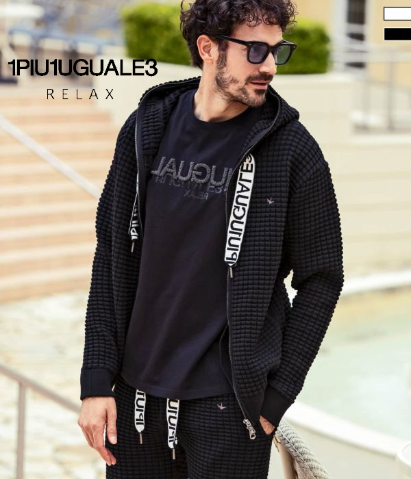 1PIU1UGUALE3 RELAX ウノピゥウノウグァーレトレ リラックス スピンドルロゴワッフルパーカー メンズ フーディ カジュアル リゾート タオル