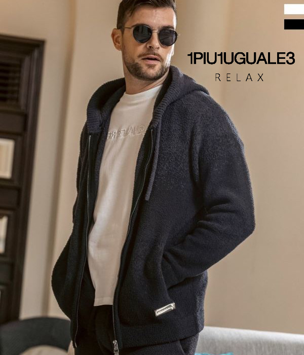 1PIU1UGUALE3 RELAX ウノピゥウノウグァーレトレ リラックス グラデーションニットパーカー  メンズ フーディ カジュアル もこもこ ルームウェア