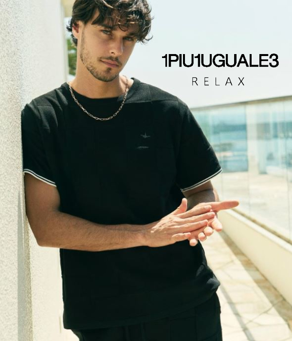 1PIU1UGUALE3 RELAX ウノピゥウノウグァーレトレ リラックス ブロックニットTシャツ メンズ 半袖 カジュアル スポーツ リゾート ルームウェア