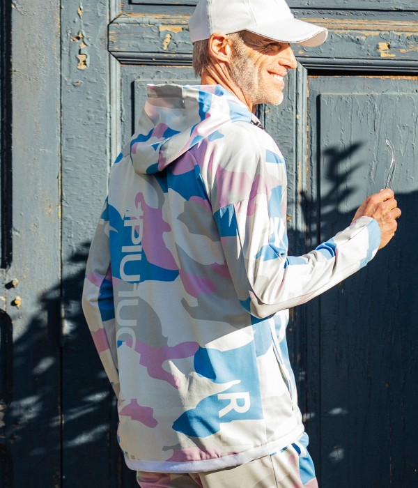 1PIU1UGUALE3 RELAX(ウノピゥウノウグァーレトレ)4wayストレッチカモ柄パーカー メンズ カジュアル 大人 春夏 男性 迷彩 スポーツ フーディー トップス ルームウェア 部屋着 グリーン ピンク おしゃれ ブランド S-XL 1PIU1UGUALE3 RELAX(ウノピゥウノウグァーレトレ)4wayストレッチカモ柄