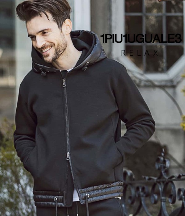SALE セール 1PIU1UGUALE3 RELAX ウノピゥウノウグァーレトレ ダンボールニットコンビパーカー カジュアル スポーツ フーディー ブランド