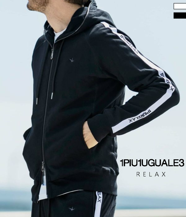 1PIU1UGUALE3 RELAX ウノピゥウノウグァーレトレ リラックス サイドラインスウェットジップパーカー スウェット フーディー カジュアル スポーツ