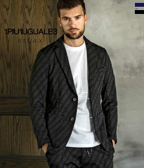 SALE セール 1PIU1UGUALE3 RELAX ウノピゥウノウグァーレトレ リラックス 総柄ロゴジャガードジャケット テーラード メンズ シングル きれいめ カジュアル スーツ