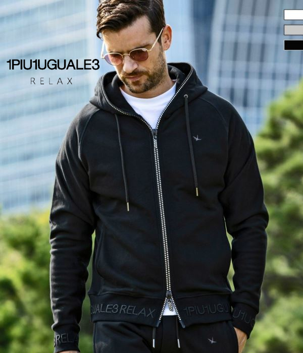 1PIU1UGUALE3 RELAX ウノピゥウノウグァーレトレ リラックス リブ刺繍ラインストーンジップパーカー メンズ フーディ ジャージ スウェット カジュアル スポーツの通販は 15,257円
