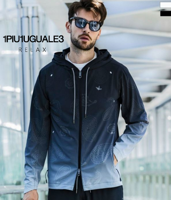 1PIU1UGUALE3 RELAX ウノピゥウノウグァーレトレ リラックス グラデーションパーカー メンズ ストレッチ スポーツ ランニング ウォーキング トレーニング ジム