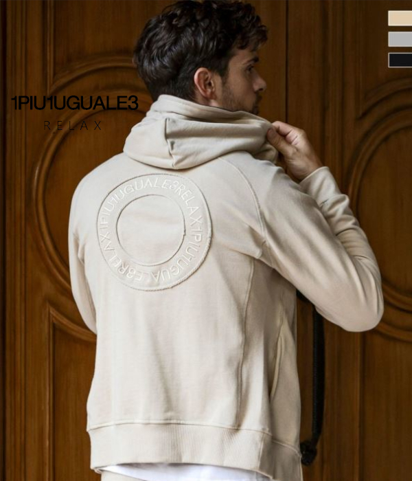 1PIU1UGUALE3 RELAX ウノピゥウノウグァーレトレ リラックス サークルロゴパーカー メンズ フーディ ジャージ スウェット カジュアル スポーツ