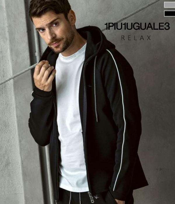 1PIU1UGUALE3 RELAX ウノピゥウノウグァーレトレ リラックス パイピングスムースパーカー メンズ フーディ カジュアル スポーツ トレーニング ジャージ