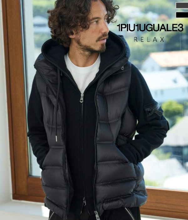 1PIU1UGUALE3 RELAX ウノピゥウノウグァーレトレ リラックス スーパーライトテックダウンベスト メンズ アウター カジュアル 男性 秋冬 防寒
