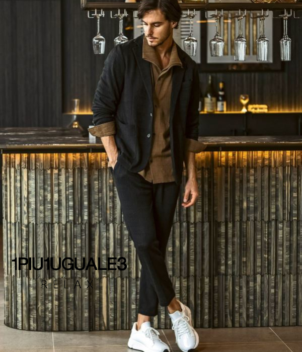 1PIU1UGUALE3 RELAX ウノピゥウノウグァーレトレ リラックス セットアップ メンズ ブラックジャガード スーツ 男性 上下セット きれいめ カジュアル