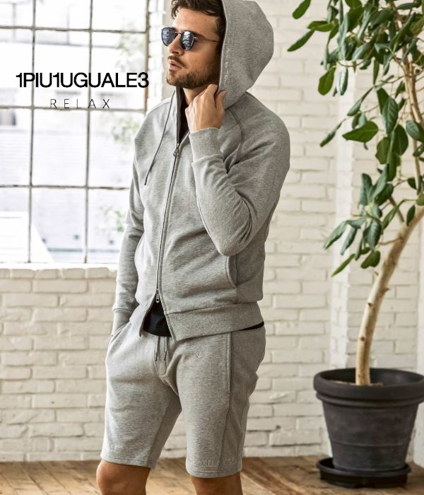 1PIU1UGUALE3 RELAX ウノピゥウノウグァーレトレ リラックス セットアップ メンズ スウェット 上下セット ジャージ スポーツ カジュアル ラインストーン