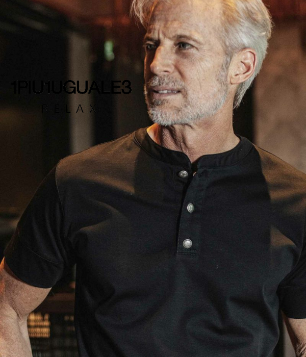 1PIU1UGUALE3 RELAX ウノピゥウノウグァーレトレ リラックス シルケットヘンリーネック半袖Tシャツ カットソー カジュアル スポーツ シンプル