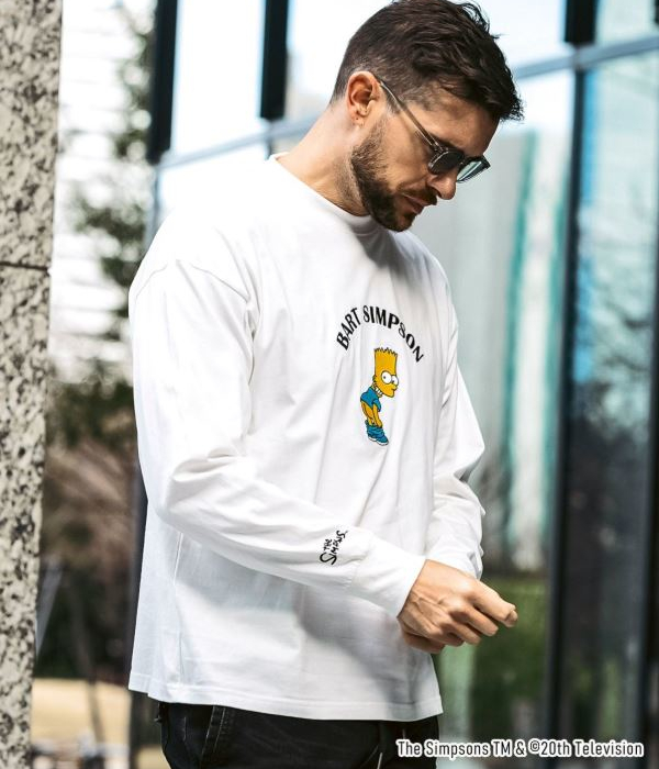 1PIU1UGUALE3 RELAX ウノピゥウノウグァーレトレ リラックス The Simpsons シンプソン Tシャツ  メンズ ロンT 長袖 カットソー カジュアル_1