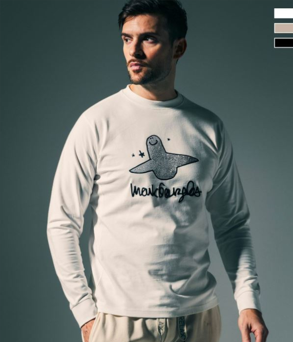 1PIU1UGUALE3 RELAX × Mark Gonzales ウノピゥウノウグァーレトレ リラックス ラインストーンTシャツ メンズ ロンT 長袖 カットソー カジュアル スポーツ