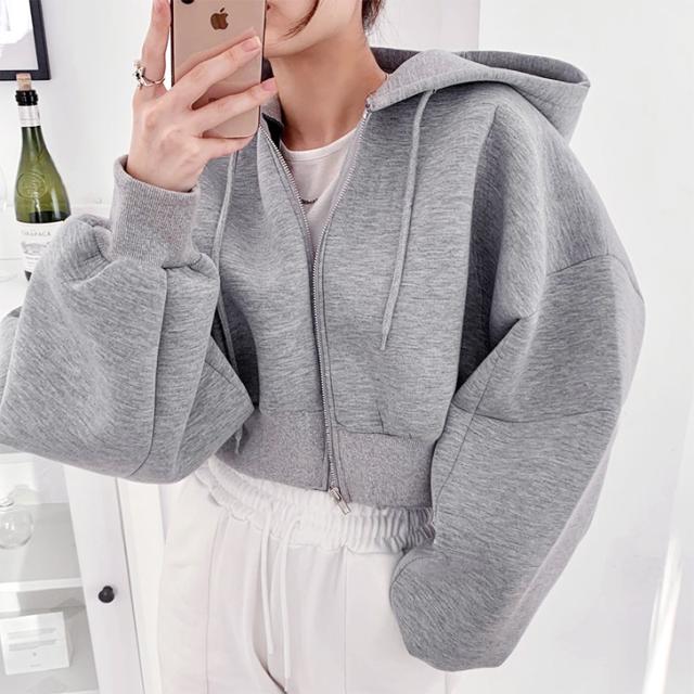 新作 パーカー レディース 秋冬 長袖 スウェット ショート丈