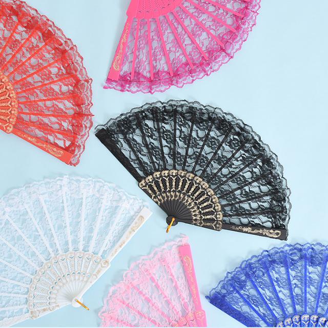 新作 扇子 レディース 黒 レース 花柄 かわいい おしゃれ イベント