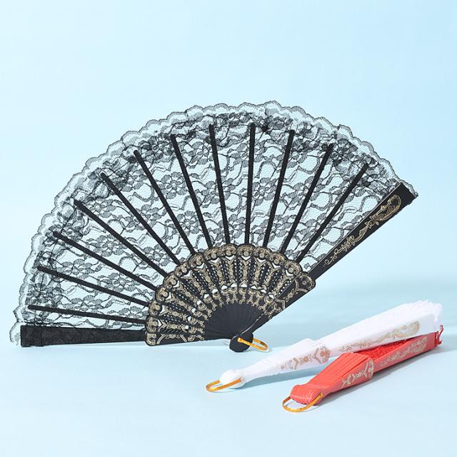 新作 扇子 レディース 黒 レース 花柄 かわいい おしゃれ イベント