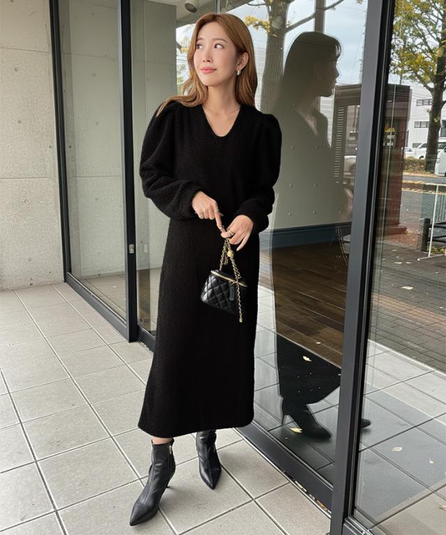 新作 ワンピース ロング レディース ボア 裏起毛 暖かい 厚手 お出かけ 韓国ファッション きれいめ 長袖 あったか 防寒 冬 ポケット付き_12