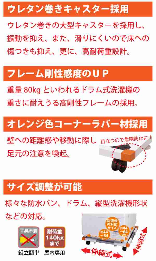 セキスイ ドラム式洗濯機対応 キャスター付き洗濯機置き台 SRO-5｜au PAY マーケット