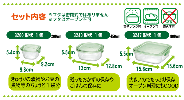 iwaki イワキ パック＆レンジ 角型3点セット 耐熱ガラス 保存容器 PSC-PRN3G1 PSC-PRN3P1 #11の通販はau PAY  マーケット - グットライフショップ | au PAY マーケット－通販サイト