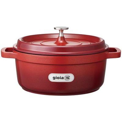 【送料無料】gioia ラウンドキャセロール24cm レッド 万年の通販は