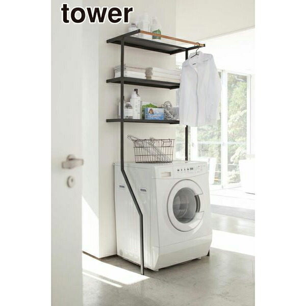 【送料無料】山崎実業 立て掛けランドリーシェルフ タワー tower ブラック YAMAZAKIの通販は 12,210円