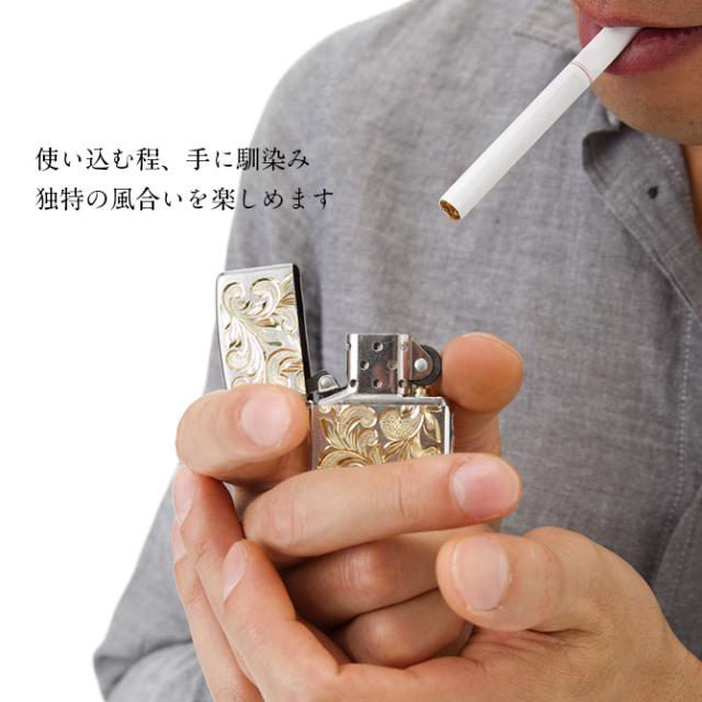 Zippo ライター ジッポライター 愛煙家 喫煙 真鍮 クロムサテーナ クロムメッキ #200 レギュラータイプ スクロール模様 5面手彫り ハワイアンジュエリー ブランド かっこいい おしゃれ ジッポーライター BY THE SEA バイザシー 彼氏 夫 男性 メンズ 【品番：FL101C】_3
