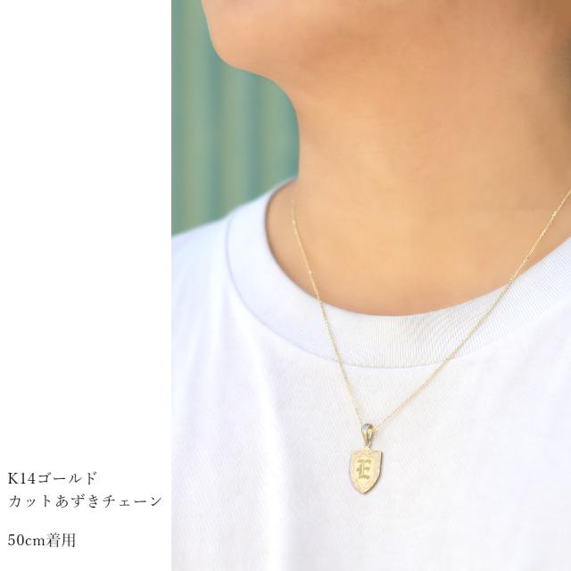 ゴールド ネックレス ハワイアンジュエリー ネックレス イニシャル イエローゴールド ネックレス 刻印 無料 誕生石入れ可 エンブレム型 イニシャル 14k k14カットあずきチェーン太0.9mm ギフトラッピング可能 プレゼント 父の日 【品番：CG-GP111-CH123】_6
