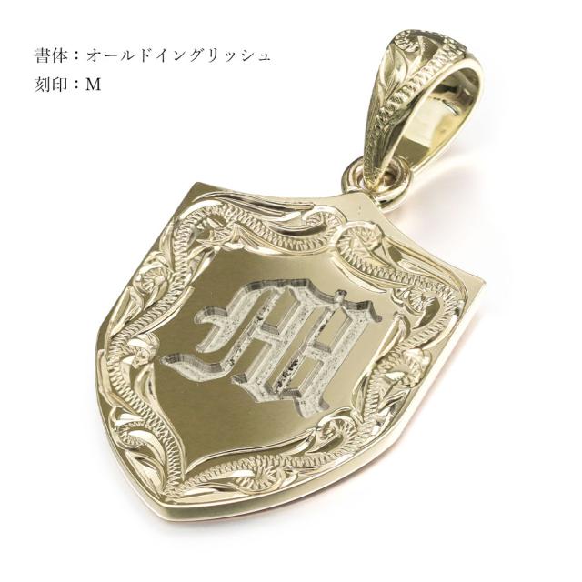 ゴールド ネックレス ハワイアンジュエリー ネックレス イニシャル イエローゴールド ネックレス 刻印 無料 誕生石入れ可 エンブレム型 イニシャル 14k k14カットあずきチェーン太0.9mm ギフトラッピング可能 プレゼント 父の日 【品番：CG-GP111-CH123】_9