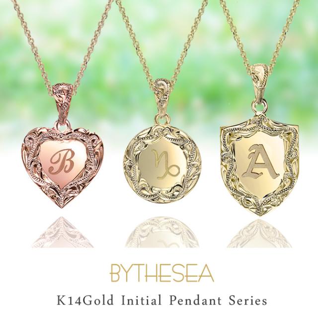 ゴールド ネックレス ハワイアンジュエリー ネックレス イニシャル イエローゴールド ネックレス 刻印 無料 誕生石入れ可 エンブレム型 イニシャル 14k k14カットあずきチェーン太0.9mm ギフトラッピング可能 プレゼント 父の日 【品番：CG-GP111-CH123】_2