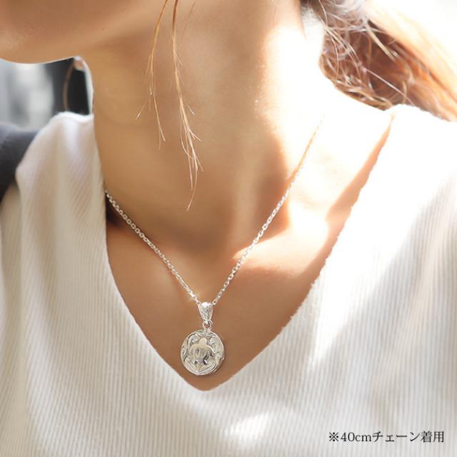 ハワイアンジュエリー ネックレス ペア 誕生石 ホヌ ハワイアンジュエリー ペアネックレス 刻印 2本セット ホヌ ラウンド メダル シルバー925 ギフト ラッピング カップル 夫婦 プレゼント 母の日 【品番：CG-SP2959P】_2