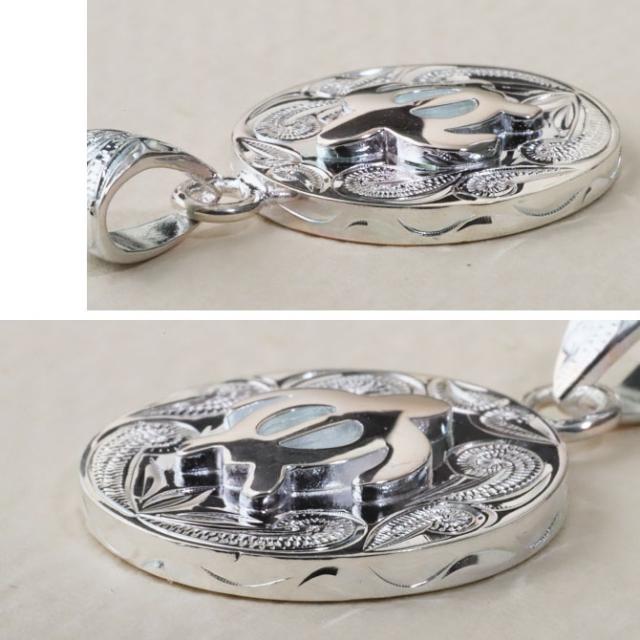 ハワイアンジュエリー ネックレス ペア 誕生石 ホヌ ハワイアンジュエリー ペアネックレス 刻印 2本セット ホヌ ラウンド メダル シルバー925 ギフト ラッピング カップル 夫婦 プレゼント 母の日 【品番：CG-SP2959P】_7