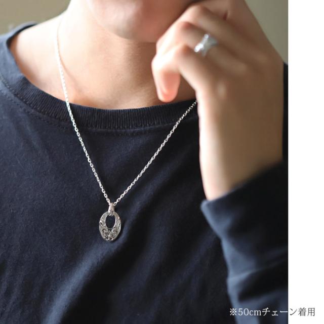 ハワイアンジュエリー ネックレス シルバー ネックレス 刻印 無料 誕生石入れ可 オーバルサークル Sサイズ 全長26mm ロジウムコーティング シルバー925 ギフトラッピング可能 チェーン 長さ選べる プレゼント 父の日 【品番：CG-SP308】_3