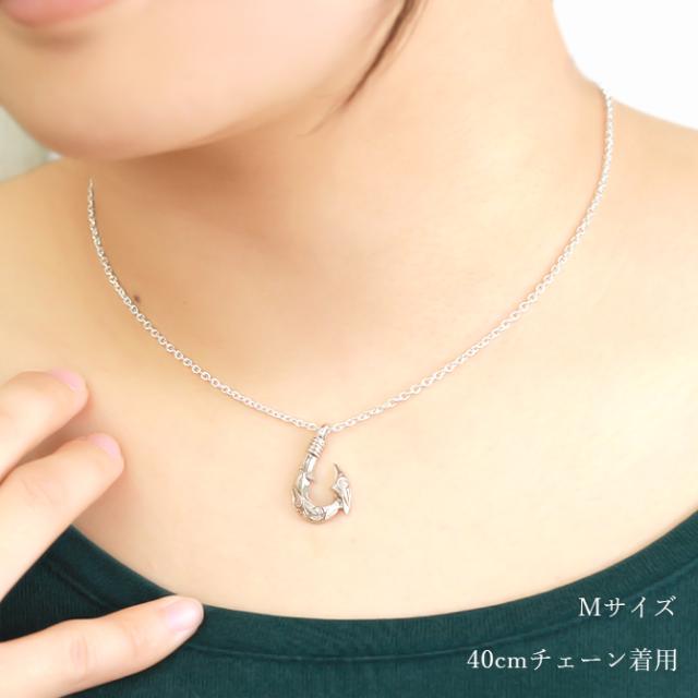 ハワイアンジュエリー ネックレス フィッシュフック モアナ ネックレス 刻印 無料 誕生石入れ可 カレイキニ Mサイズ ロジウムコーティング シルバー925 ギフトラッピング可能 プレゼント 父の日 【品番：CG-SP3405】_3