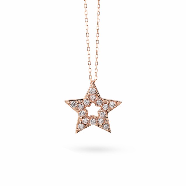 18k ネックレス レディース スター 星 ダイヤモンド ピンク